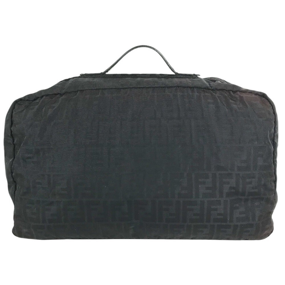 FENDI FF Logo Zucca Bag 2-Way Boston Nylon Men's Women's Black